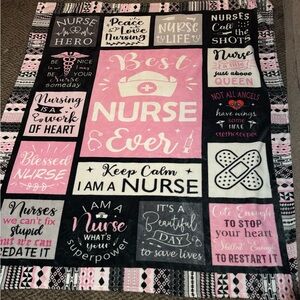 Nurse Appreciation Pink and Black Throw Blanket